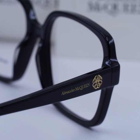 Alexander McQueen AM0286O 001 Square Eyeglasses 55mm - Black - Picture 10 of 11